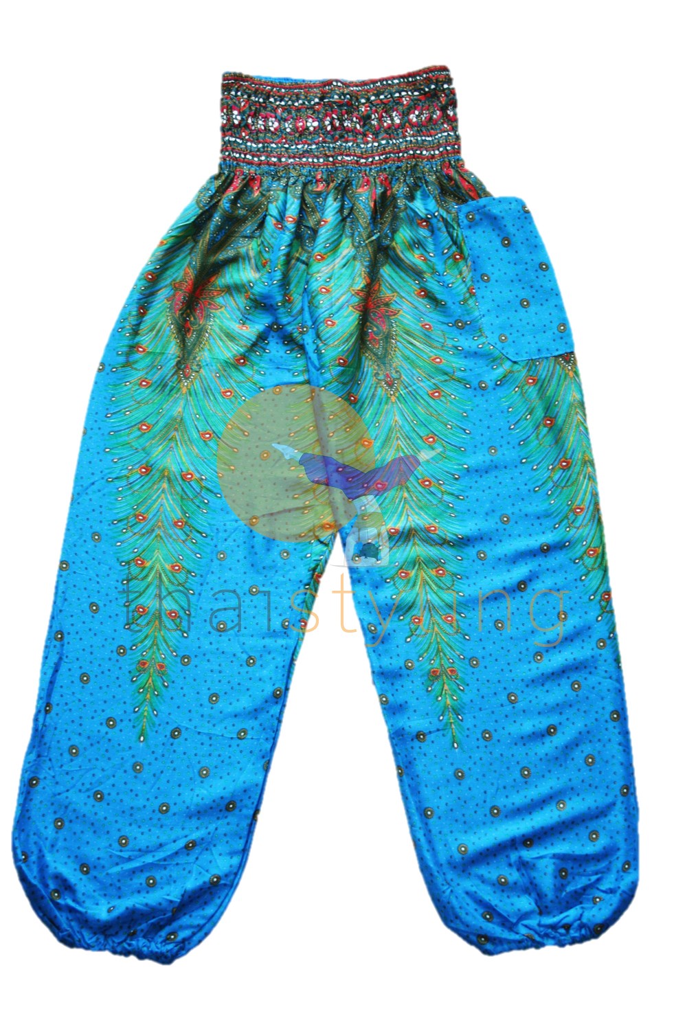 Pantalon de yoga ultra confortable au motif de plume de Paon turquoise