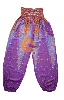 Pantalon de yoga ultra confortable au motif de plume de Paon mauve