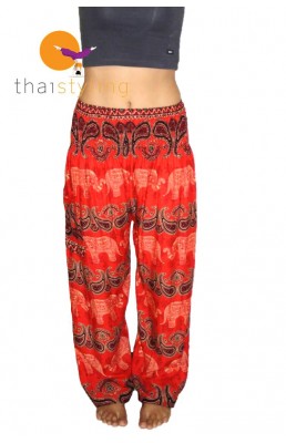 Pantalon de yoga ultra confortable au motif d' éléphant rayé orange joyeux