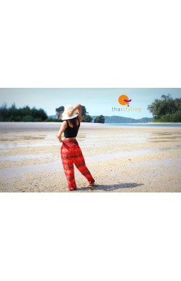 Pantalon de yoga ultra confortable au motif d' éléphant rayé orange joyeux