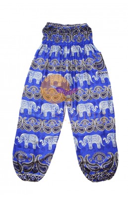Pantalon de yoga éléphant rayé bleu joyeux