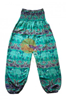 Pantalon de yoga éléphant rayé vert joyeux