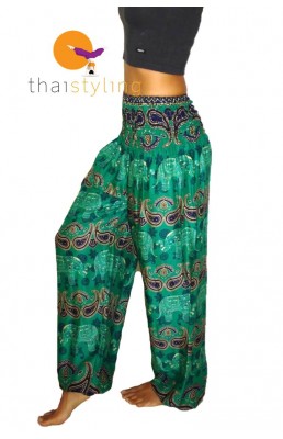Pantalon de yoga ultra confortable au motif d' éléphant rayé vert joyeux