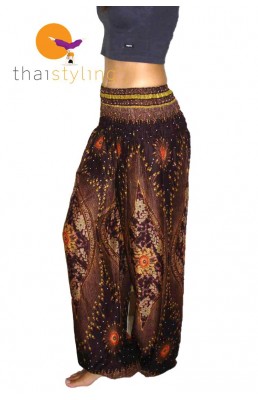 Pantalon de yoga ultra confortable au motif paisley brun