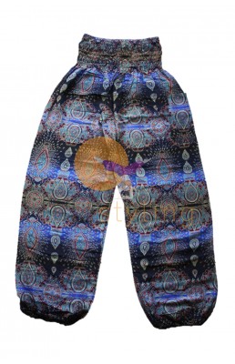 Pantalon de yoga ultra confortable au motif paisley bleu