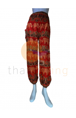 Pantalon de yoga ultra confortable au motif d' éléphant rayé rouge joyeux